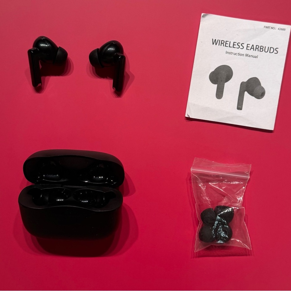 Black Wireless Earbuds with Charging Case